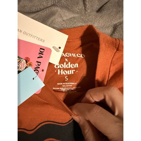 NWT Dia Pacheco x Golden Hour Urban Outfitters‎ Crew Neck Shirt Orange Cotton - Picture 5 of 8